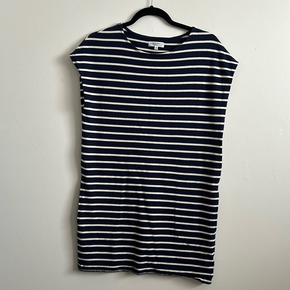 Aritzia community navy stripped oversized dress with pockets size XXs - Picture 4 of 4